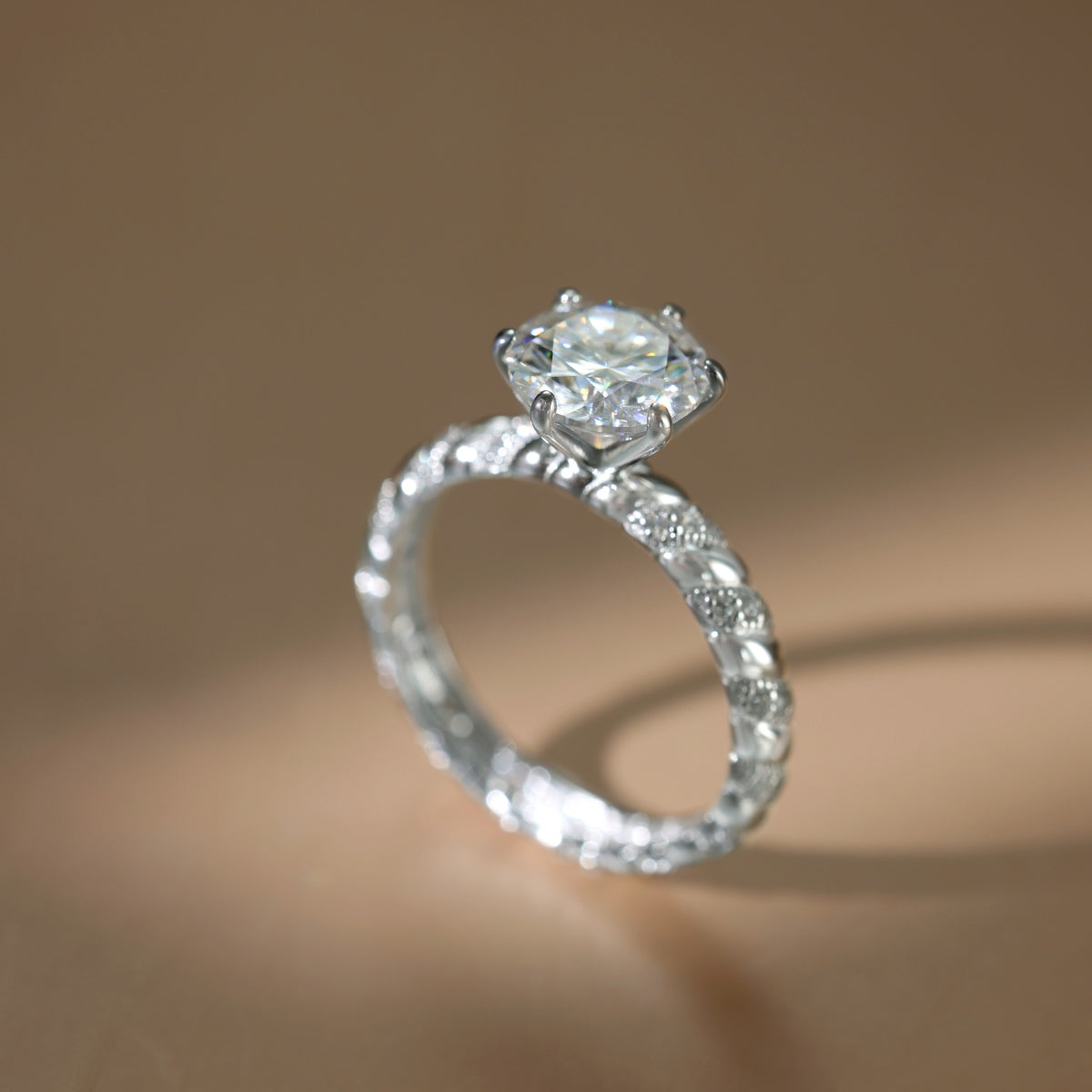 Audrey Luxe – The 2-Carat Moissanite Solitaire Ring in Rhodium-Plated Silver