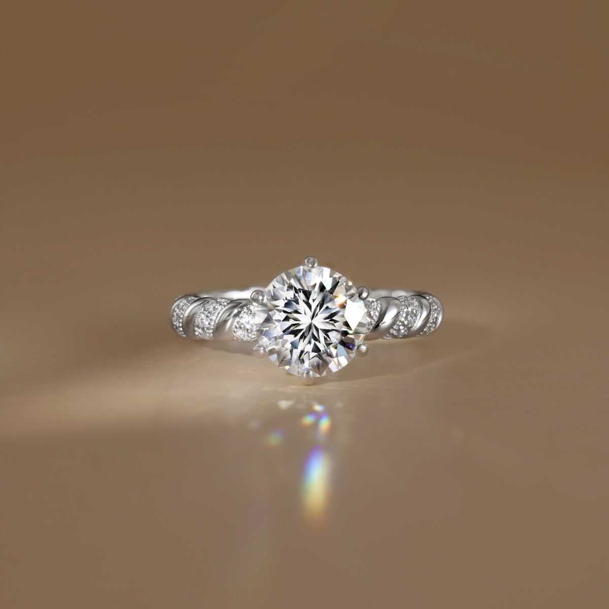 Audrey Luxe – The 2-Carat Moissanite Solitaire Ring in Rhodium-Plated Silver