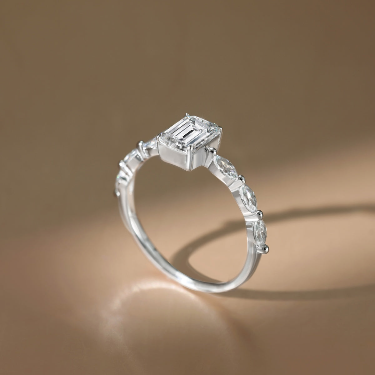 “Melanie” Emerald-Cut Moissanite Ring