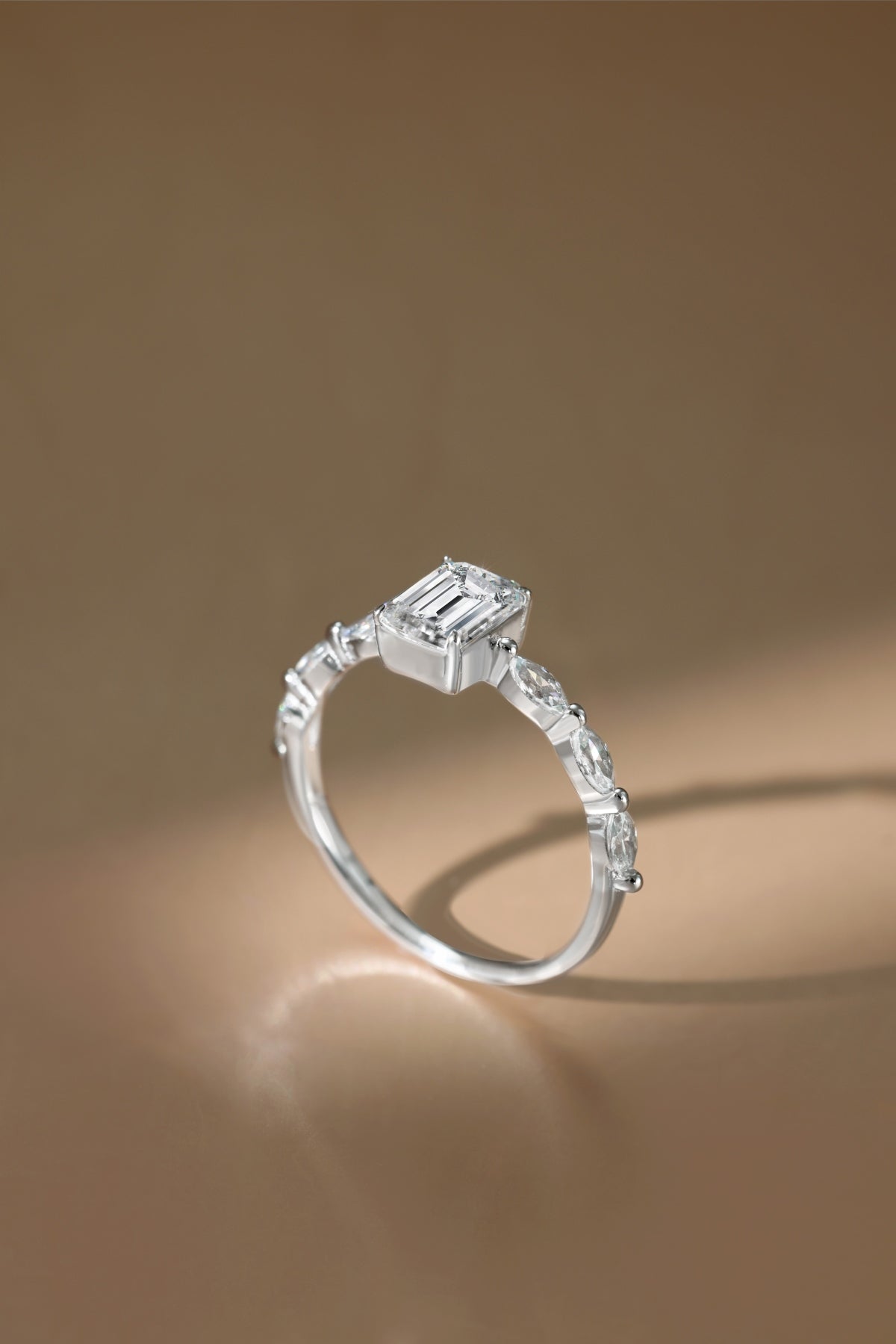 “Melanie” Emerald-Cut Moissanite Ring