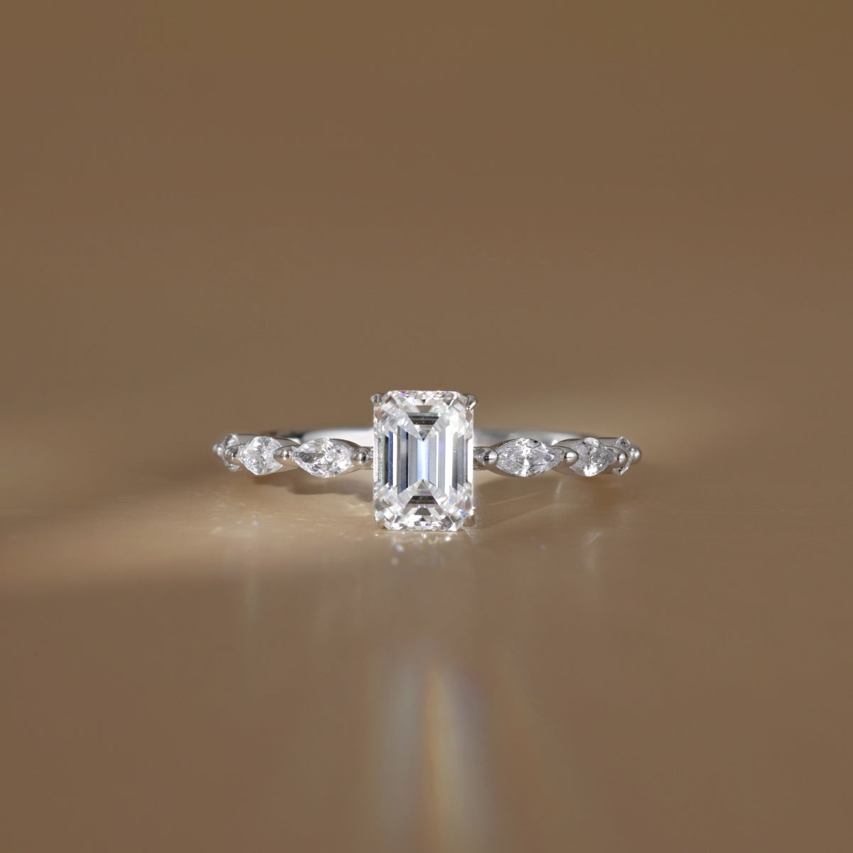 “Melanie” Emerald-Cut Moissanite Ring