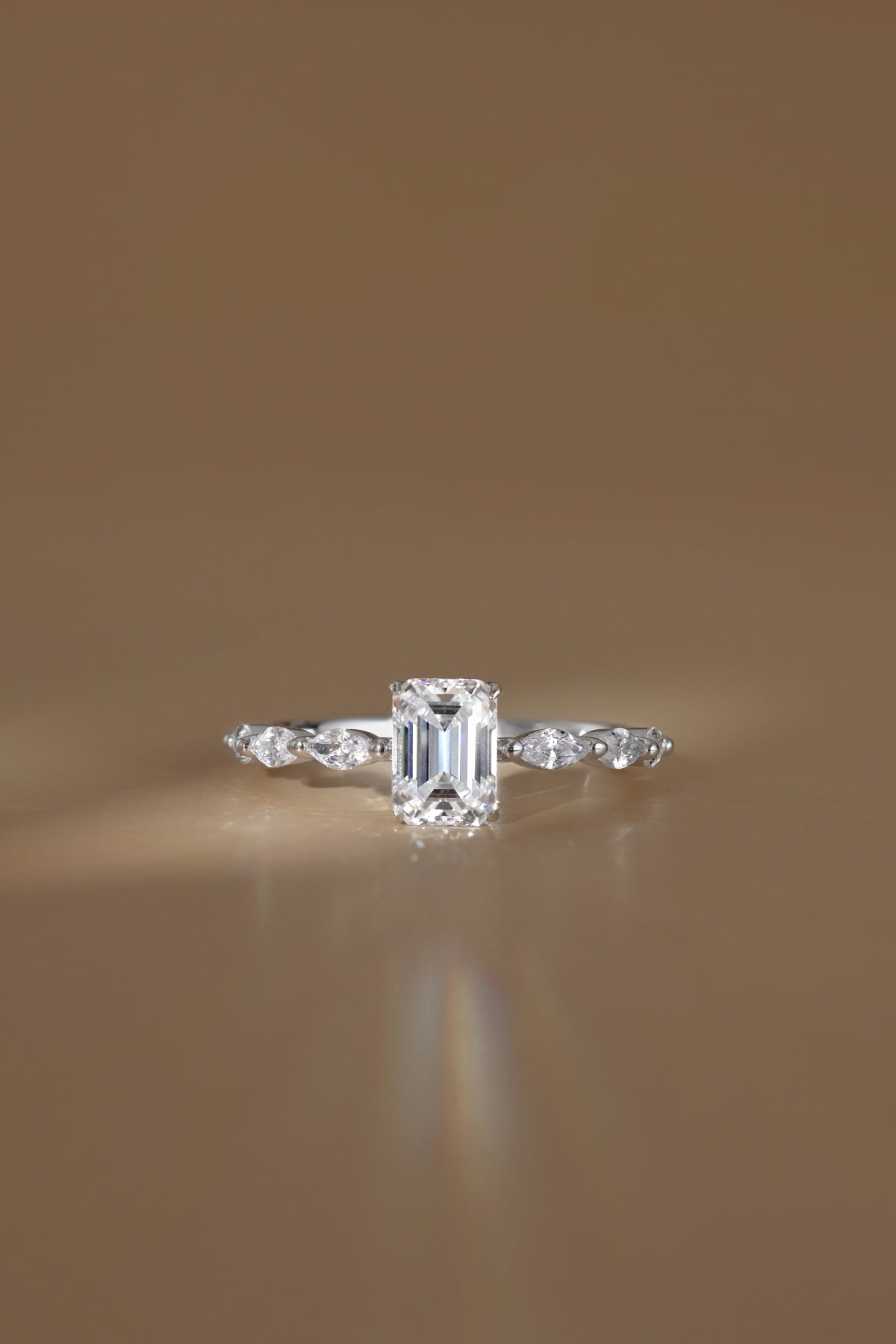 “Melanie” Emerald-Cut Moissanite Ring