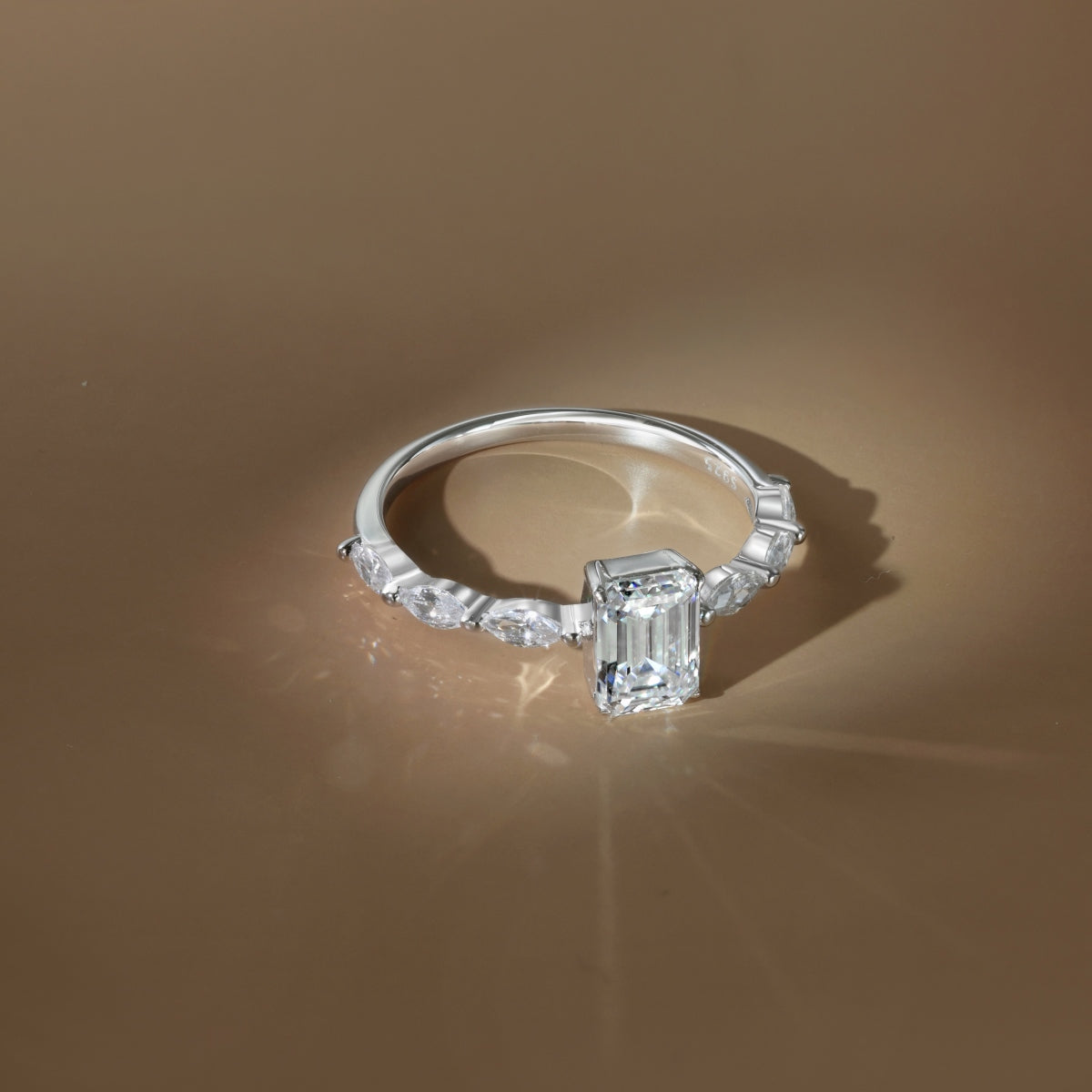 “Melanie” Emerald-Cut Moissanite Ring
