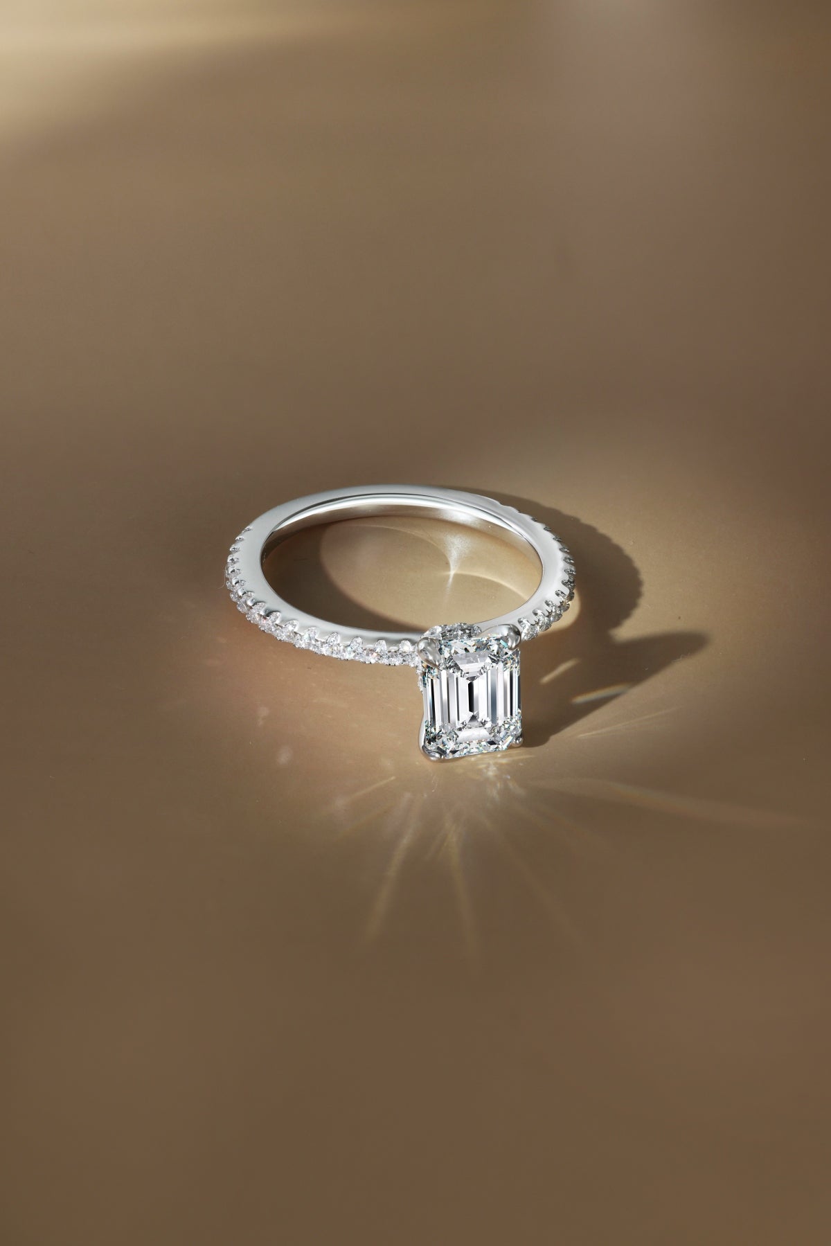 “Venice” Emerald-Cut Moissanite Pavé Ring