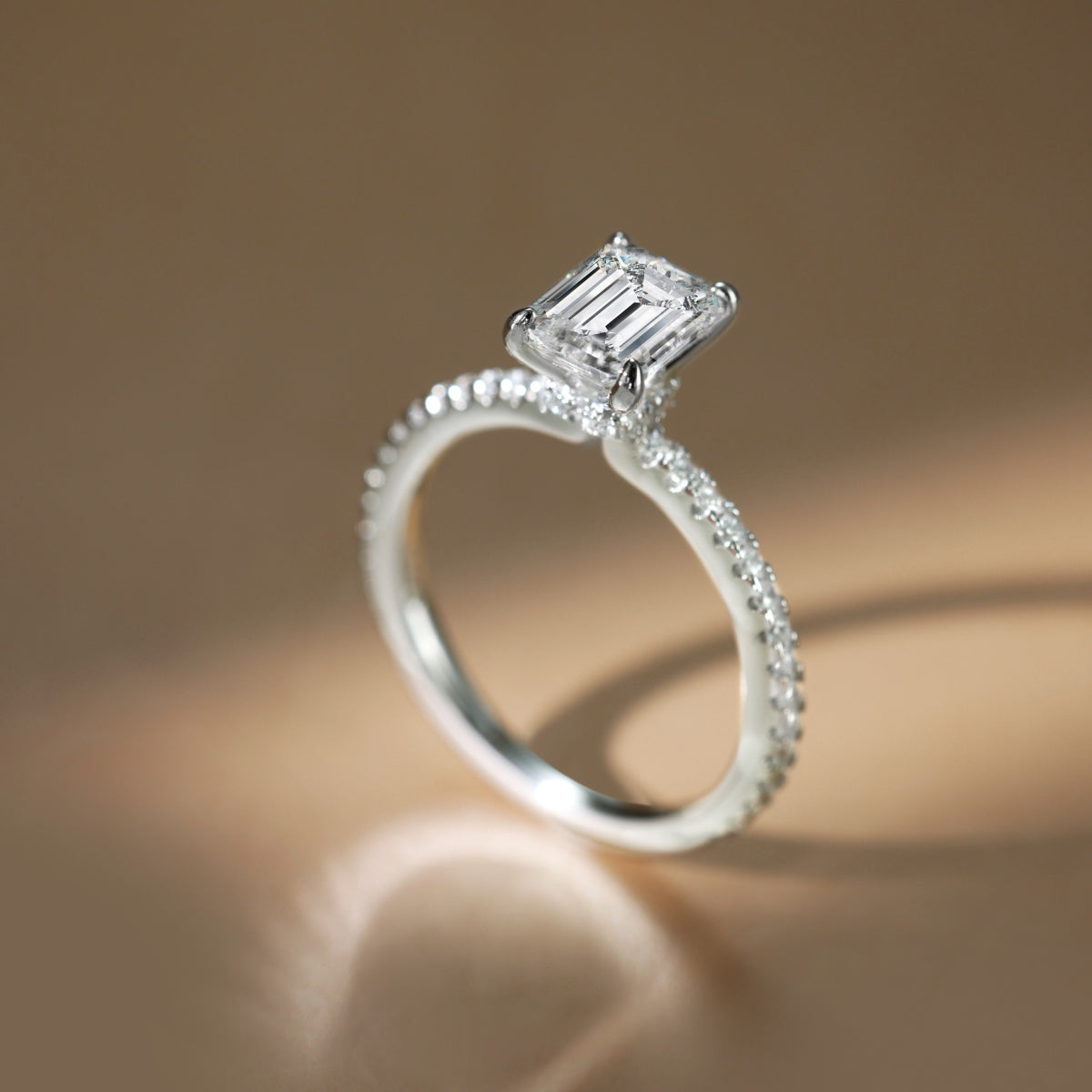 “Venice” Emerald-Cut Moissanite Pavé Ring