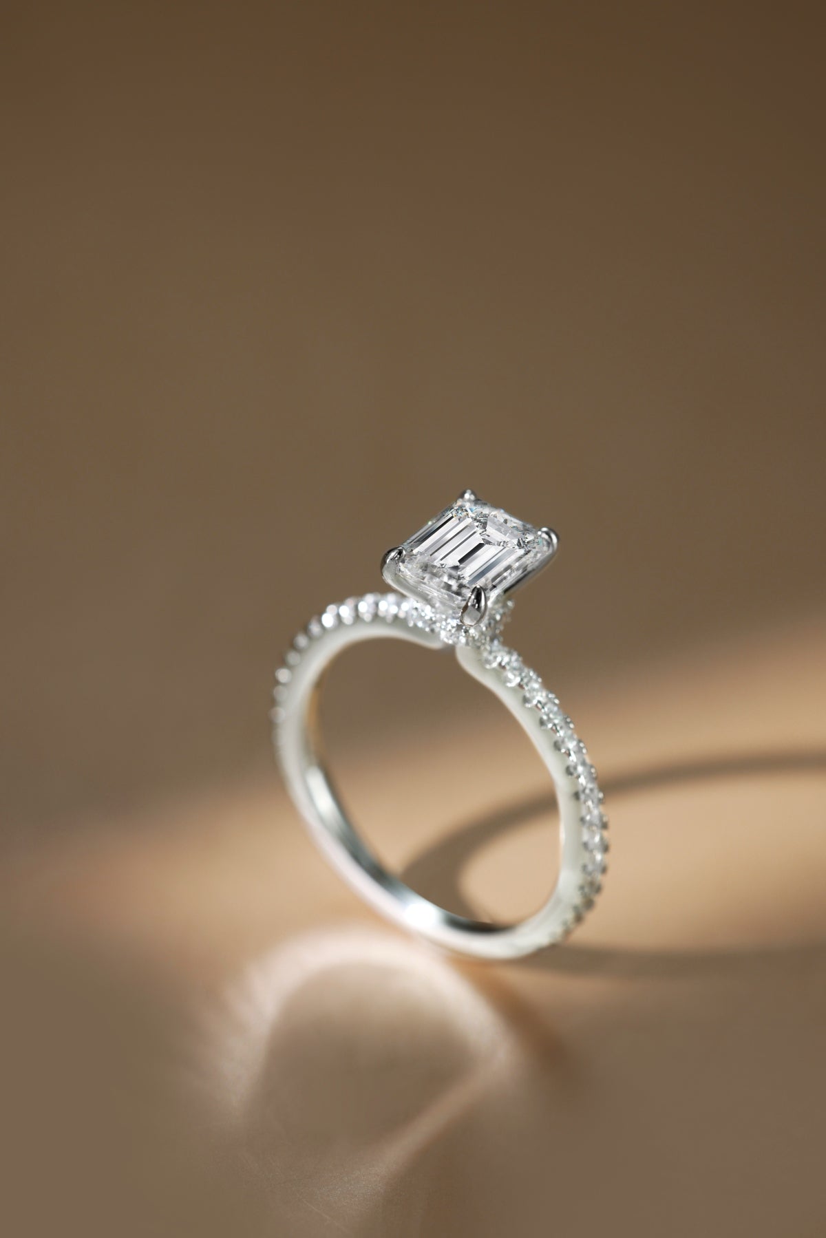 “Venice” Emerald-Cut Moissanite Pavé Ring