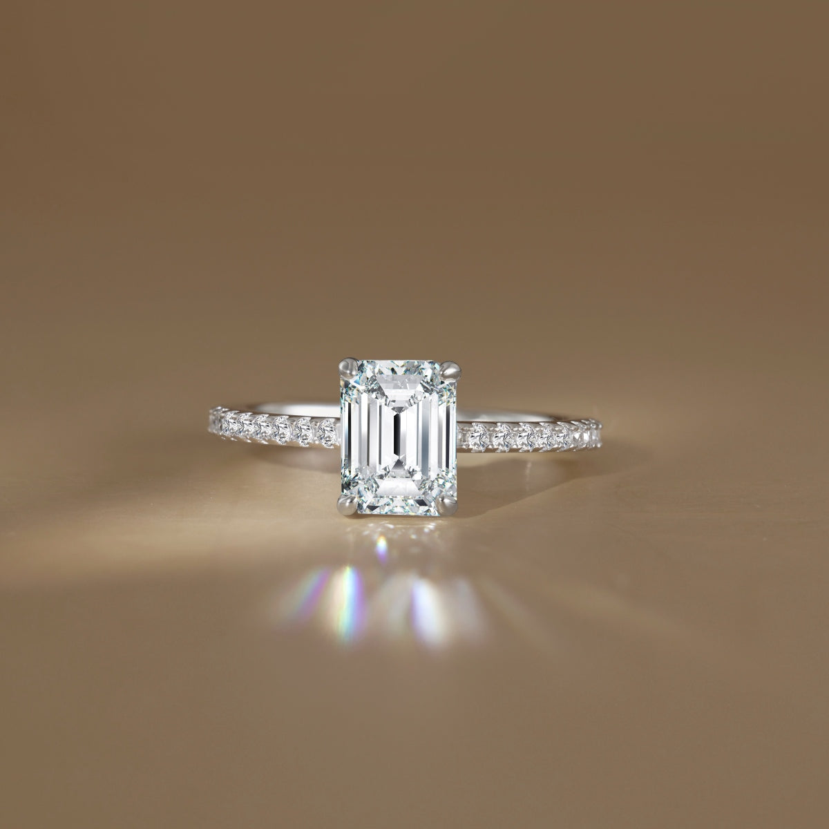 “Venice” Emerald-Cut Moissanite Pavé Ring