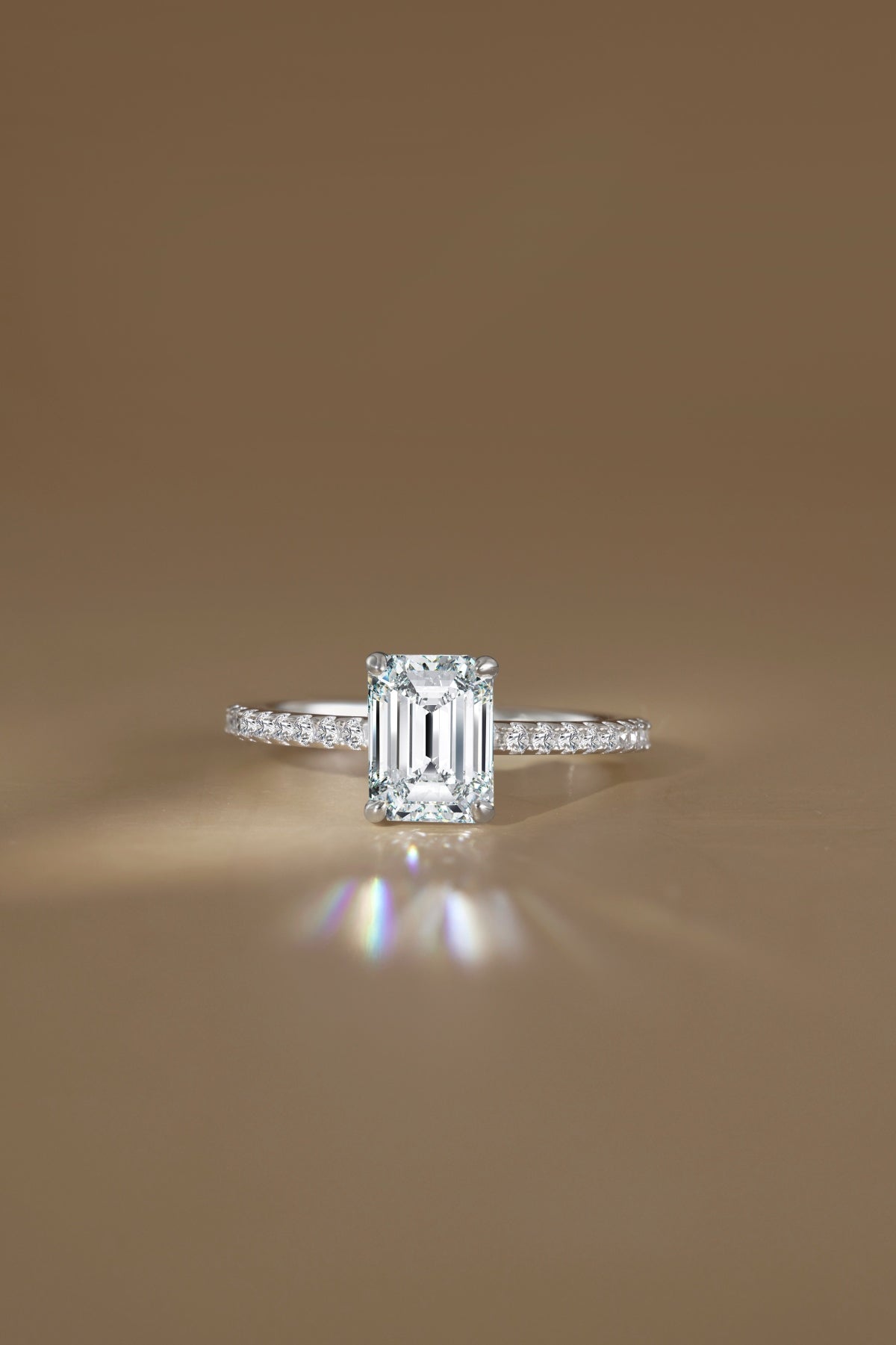 “Venice” Emerald-Cut Moissanite Pavé Ring