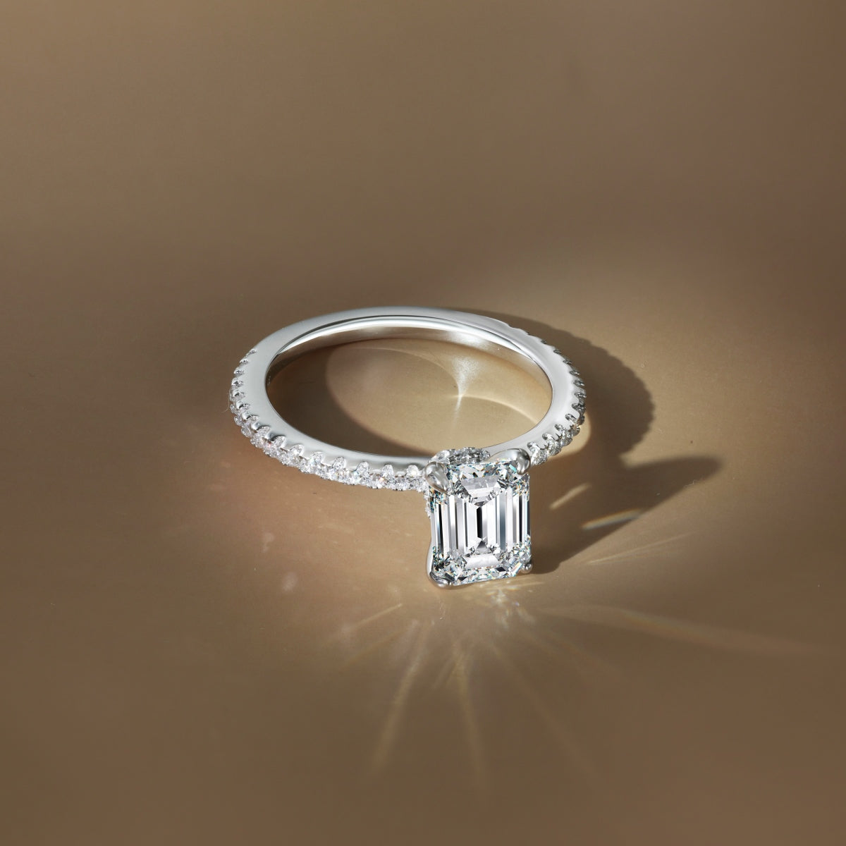 “Venice” Emerald-Cut Moissanite Pavé Ring