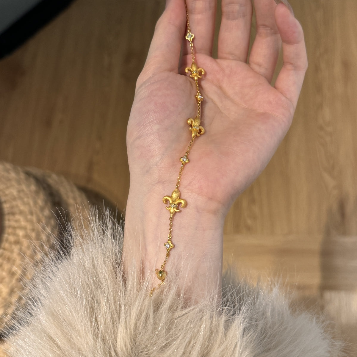 Fleur Royale Bracelet 925 Sterling Silver | 22K Matte Gold Finish | 5A Cubic Zirconia