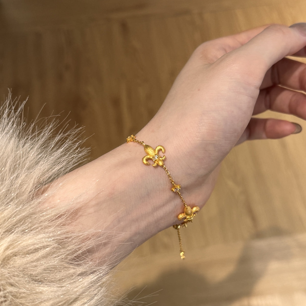 Fleur Royale Bracelet 925 Sterling Silver | 22K Matte Gold Finish | 5A Cubic Zirconia