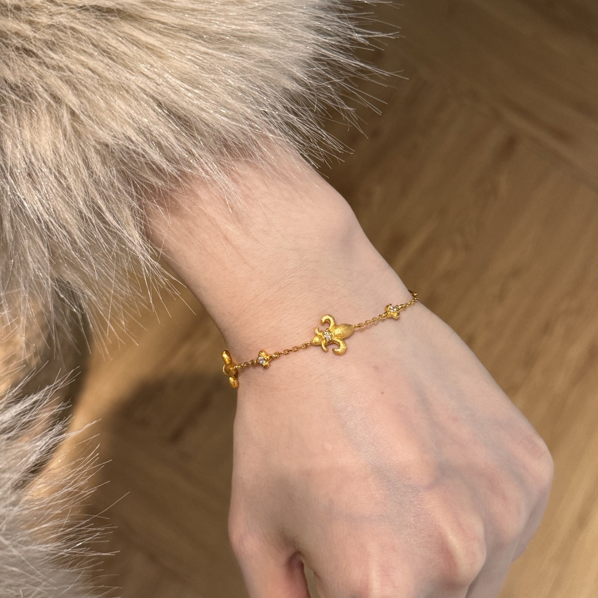 Fleur Royale Bracelet 925 Sterling Silver | 22K Matte Gold Finish | 5A Cubic Zirconia