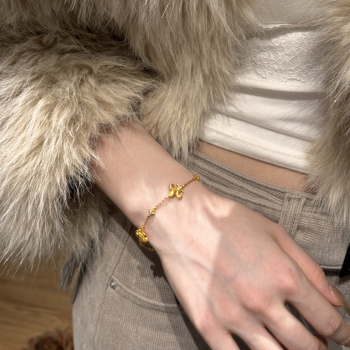 Fleur Royale Bracelet 925 Sterling Silver | 22K Matte Gold Finish | 5A Cubic Zirconia