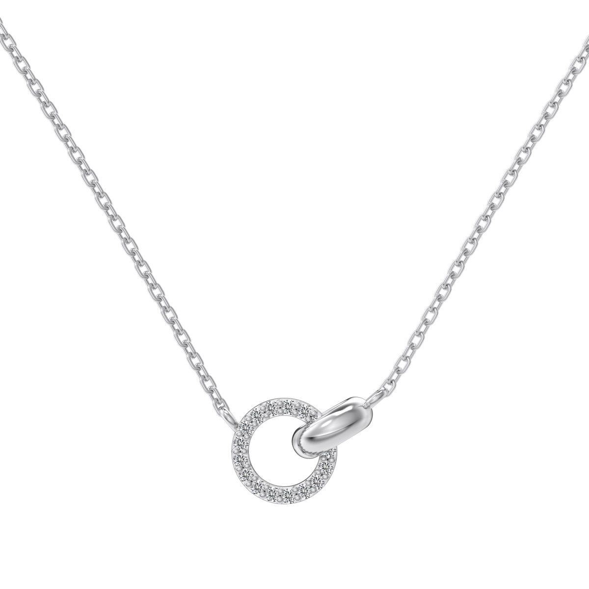 "Linked Grace" Circle Pendant Necklace Connection in Form. Sparkle in Spirit.