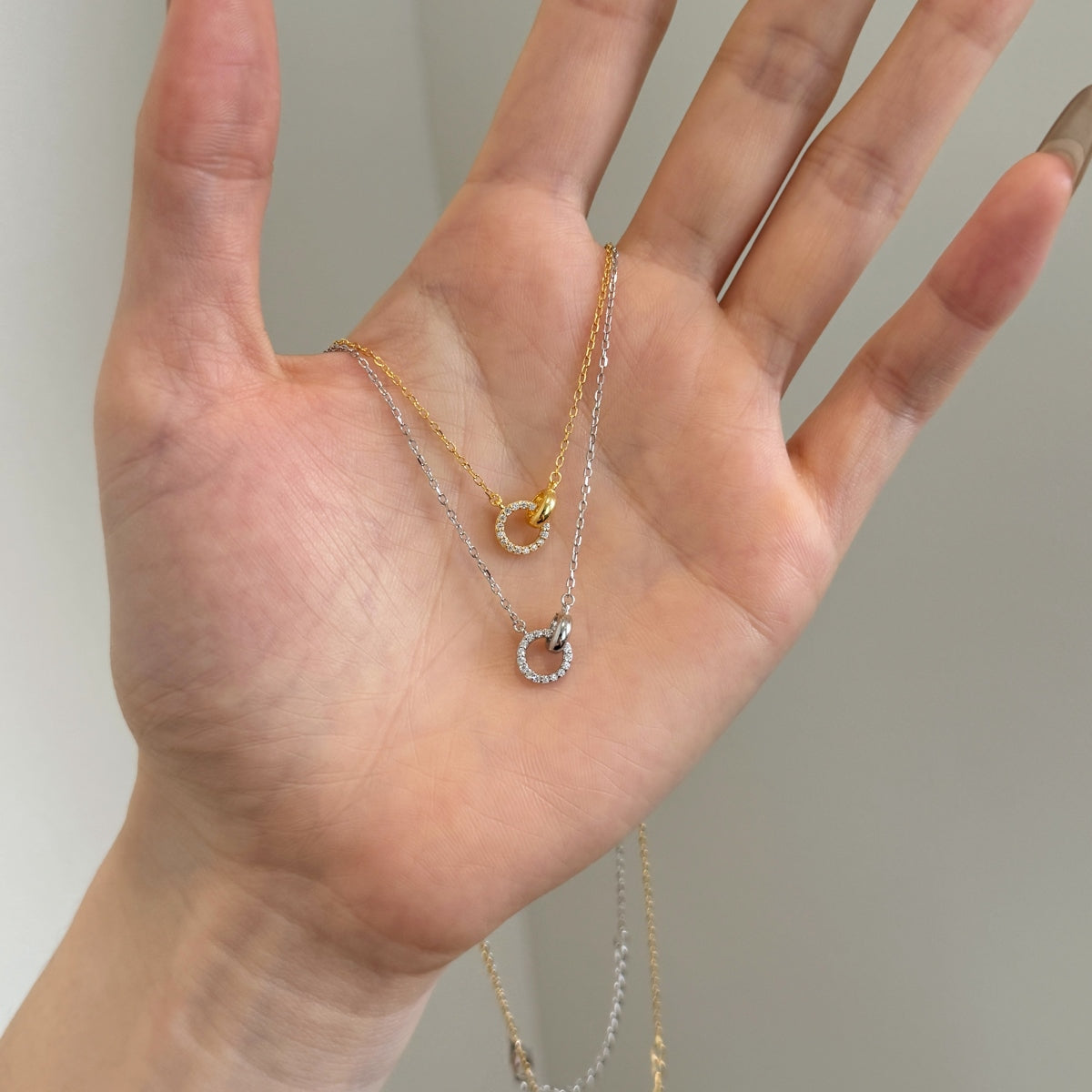 "Linked Grace" Circle Pendant Necklace Connection in Form. Sparkle in Spirit.