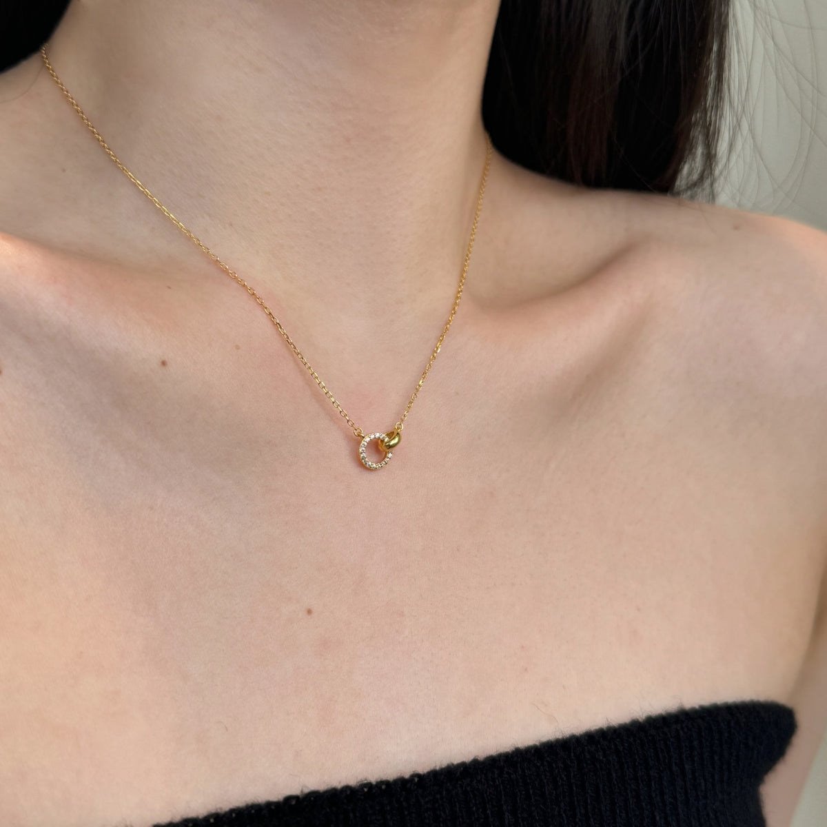 "Linked Grace" Circle Pendant Necklace Connection in Form. Sparkle in Spirit.
