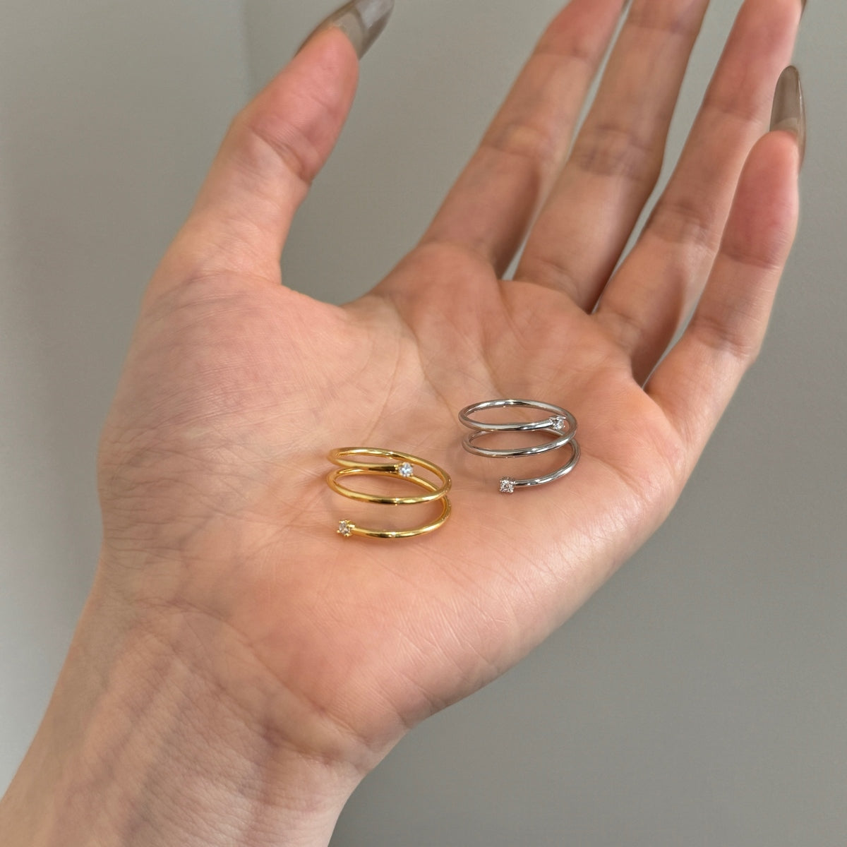 "Twist Glow" Open Ring A Whisper of Gold. A Spark of Light.