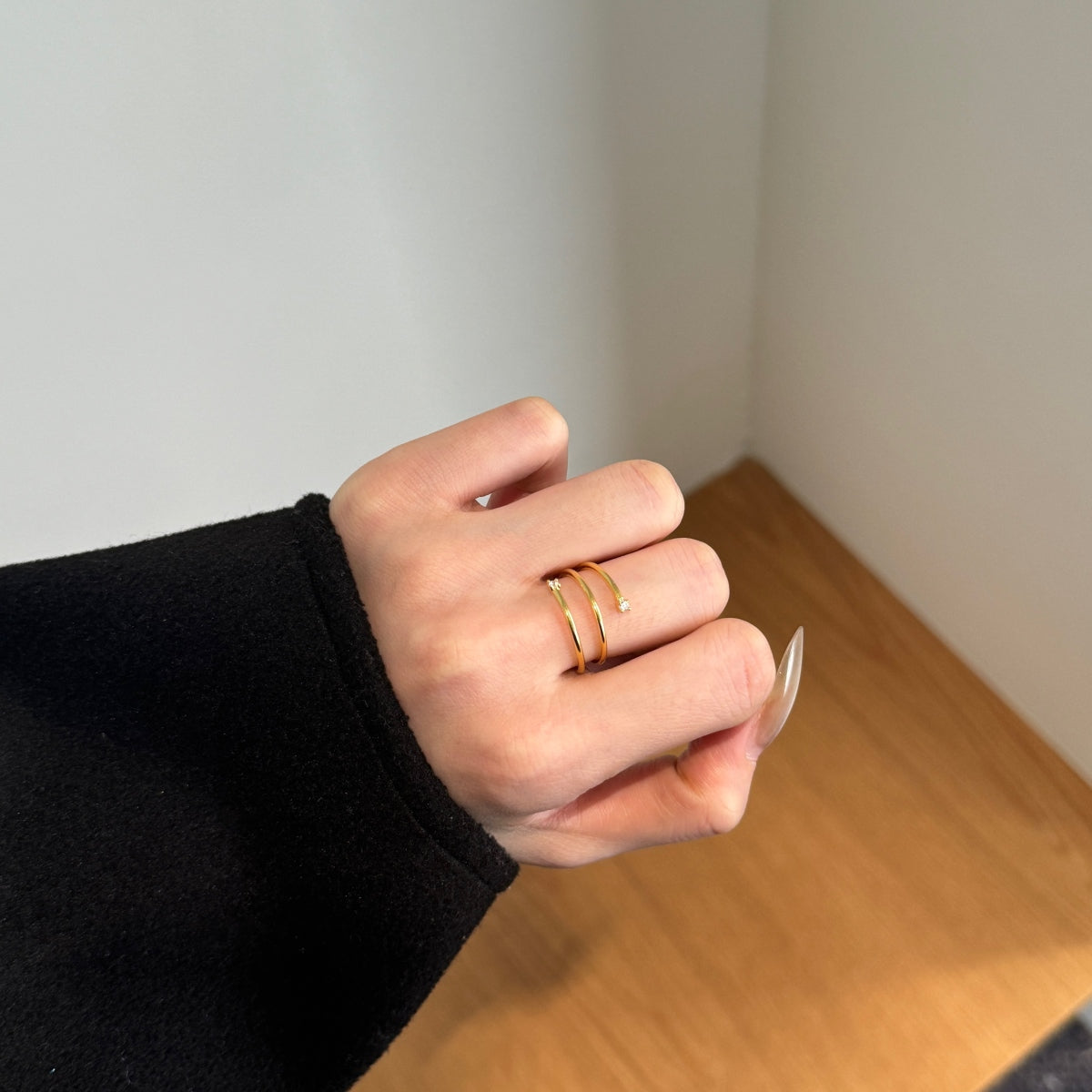 "Twist Glow" Open Ring A Whisper of Gold. A Spark of Light.