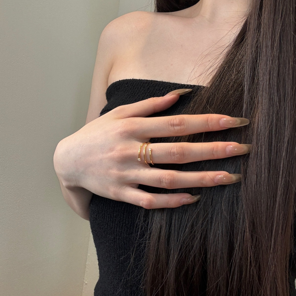 "Twist Glow" Open Ring A Whisper of Gold. A Spark of Light.
