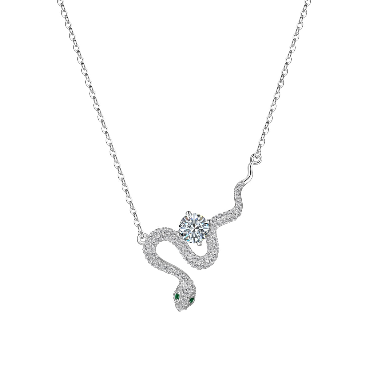 “Serpentina” Moissanite Snake Pendant Necklace