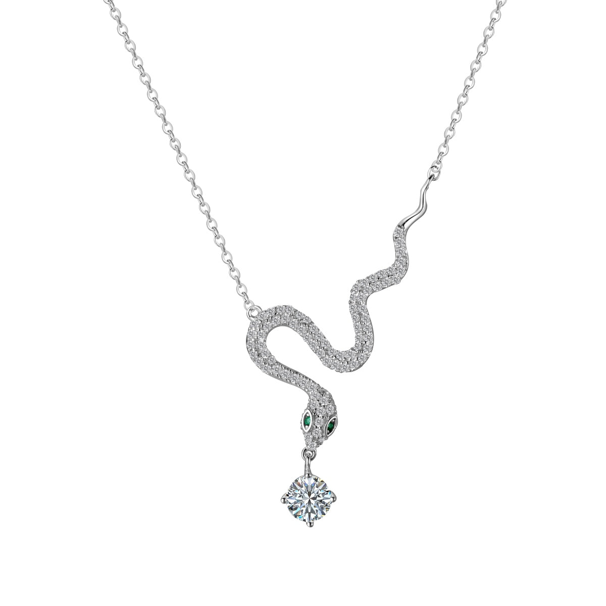 “Serpentina” Moissanite Snake Pendant Necklace