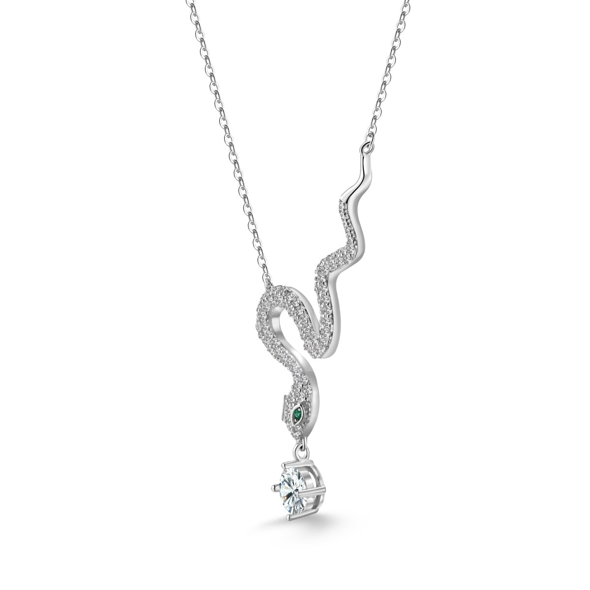 “Serpentina” Moissanite Snake Pendant Necklace
