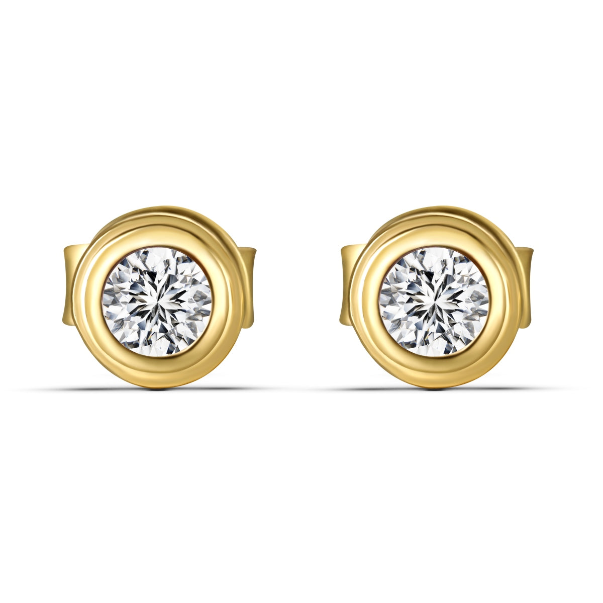 “Leina” Bezel-Set Stud Earrings and Solitaire Necklace