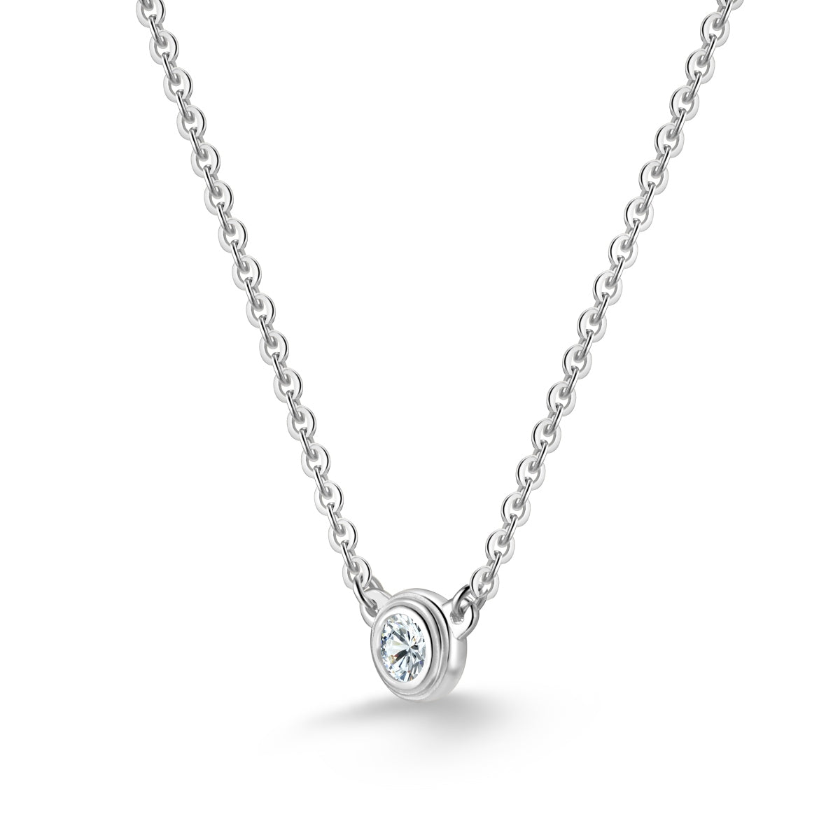 “Leina” Bezel-Set Stud Earrings and Solitaire Necklace