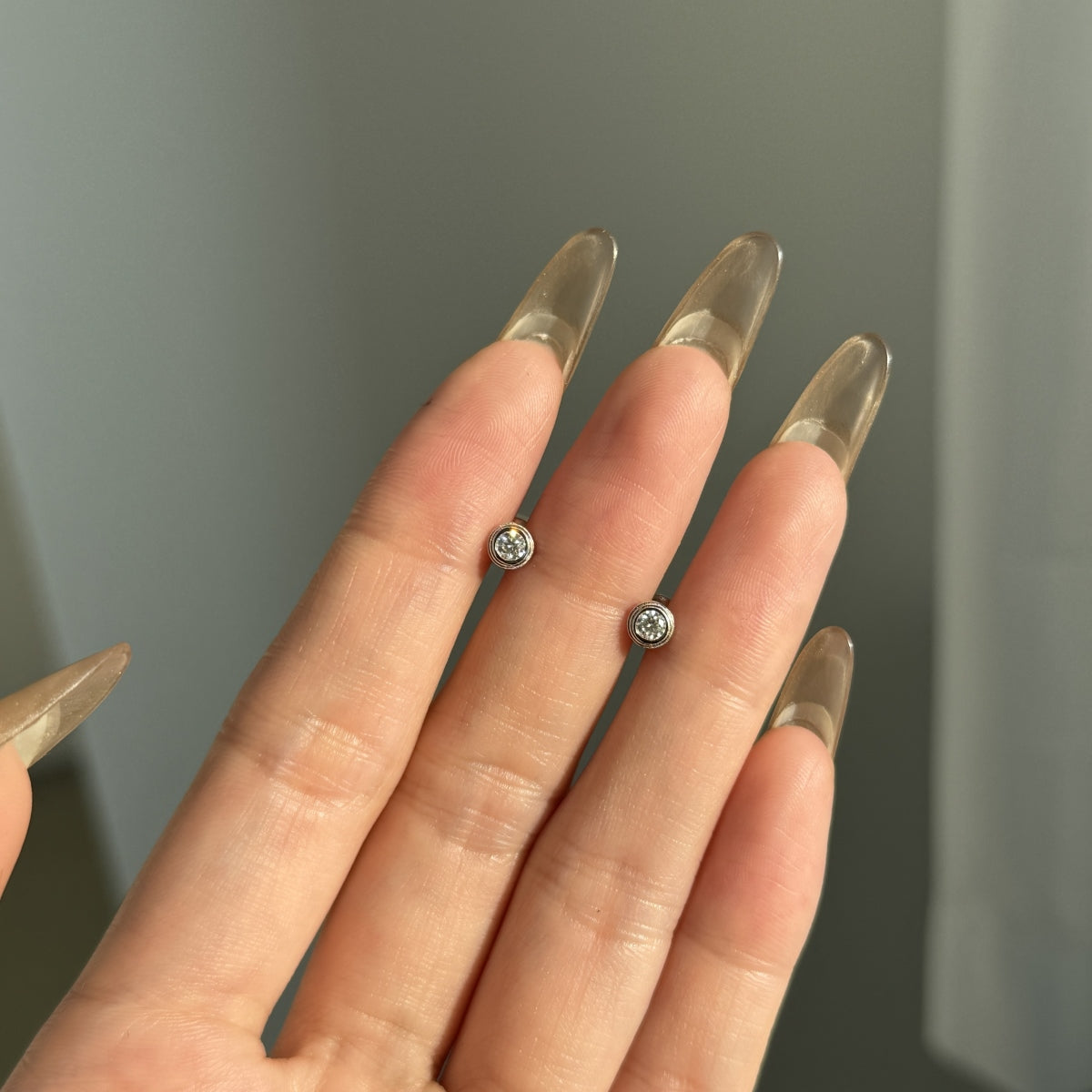 “Leina” Bezel-Set Stud Earrings and Solitaire Necklace