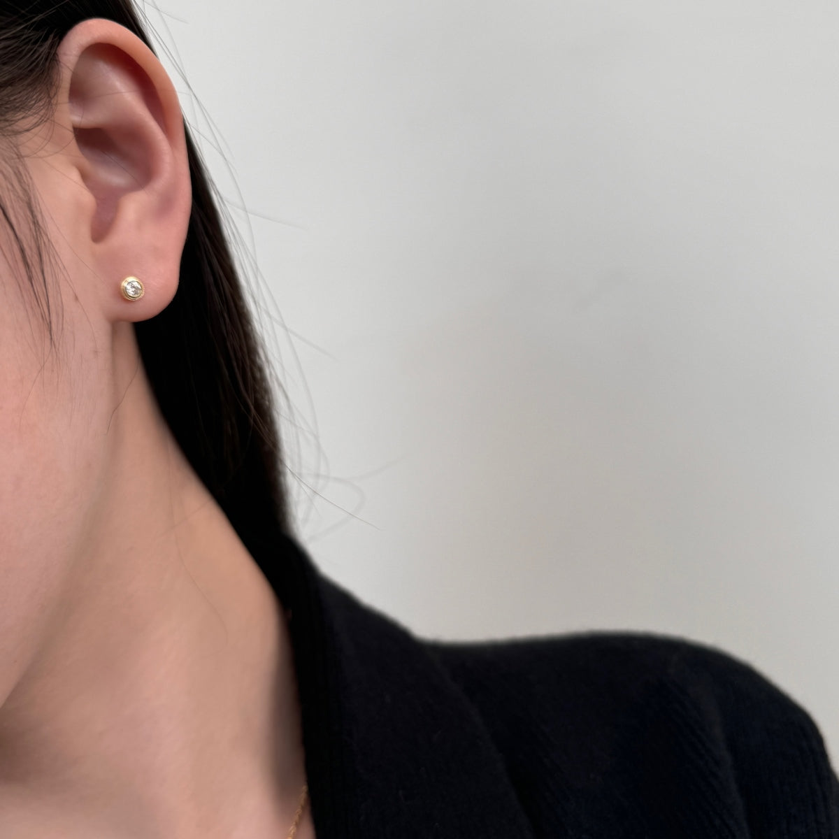 “Leina” Bezel-Set Stud Earrings and Solitaire Necklace