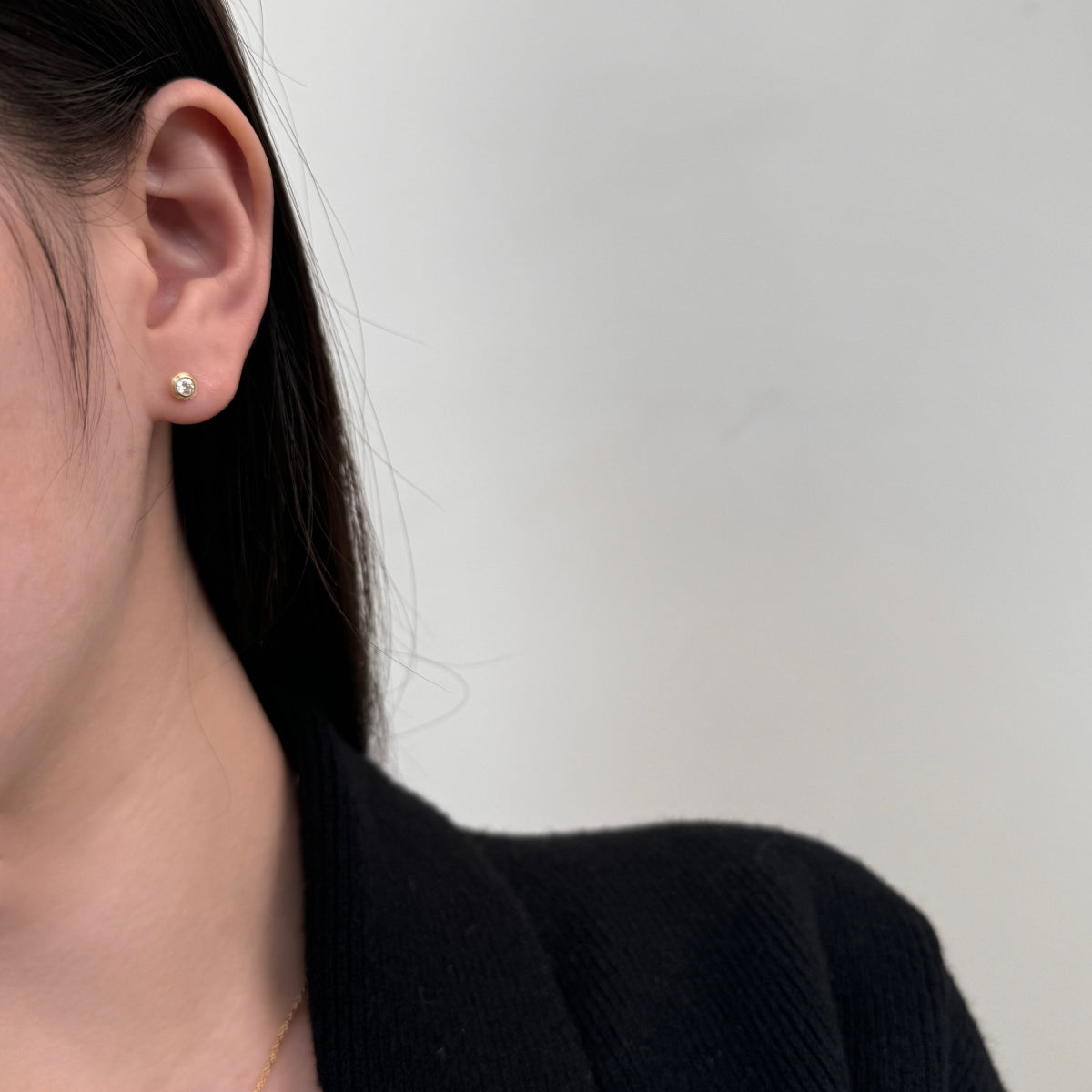 “Leina” Bezel-Set Stud Earrings and Solitaire Necklace