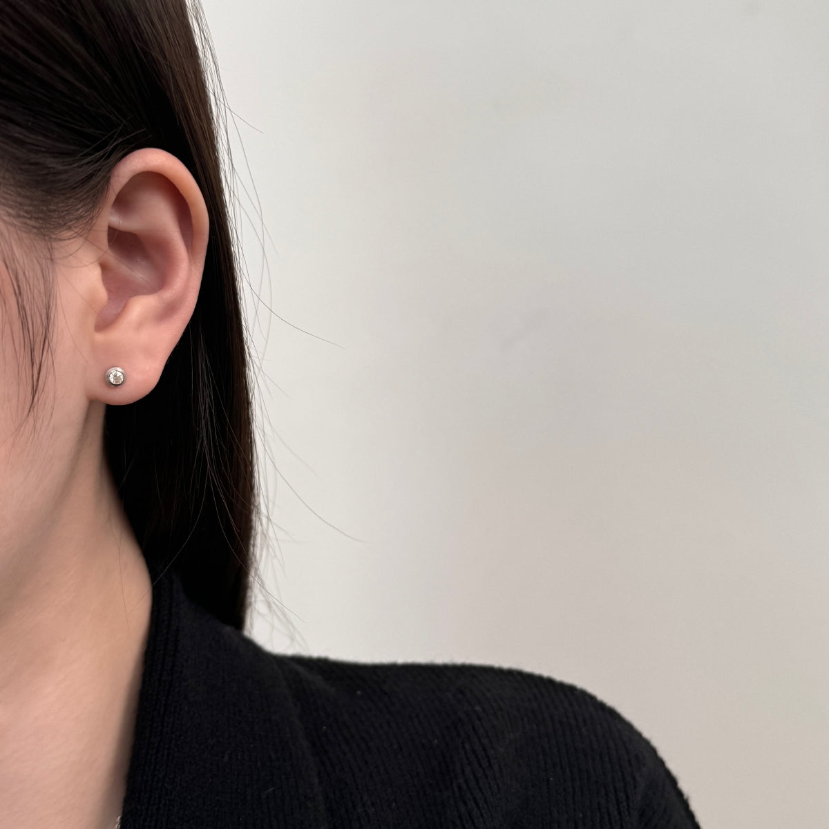 “Leina” Bezel-Set Stud Earrings and Solitaire Necklace