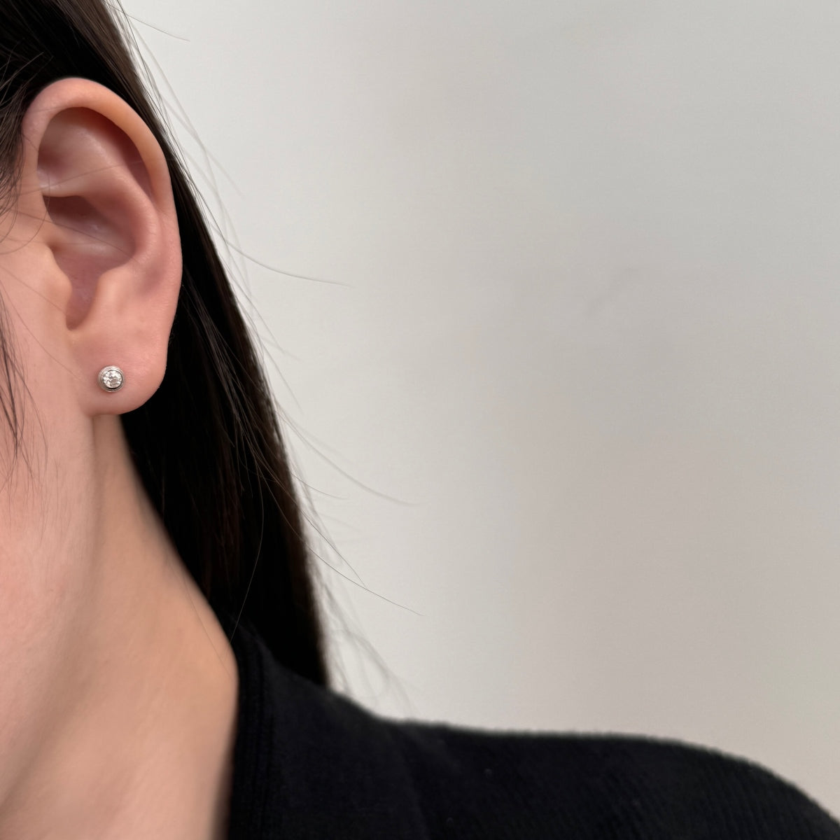 “Leina” Bezel-Set Stud Earrings and Solitaire Necklace