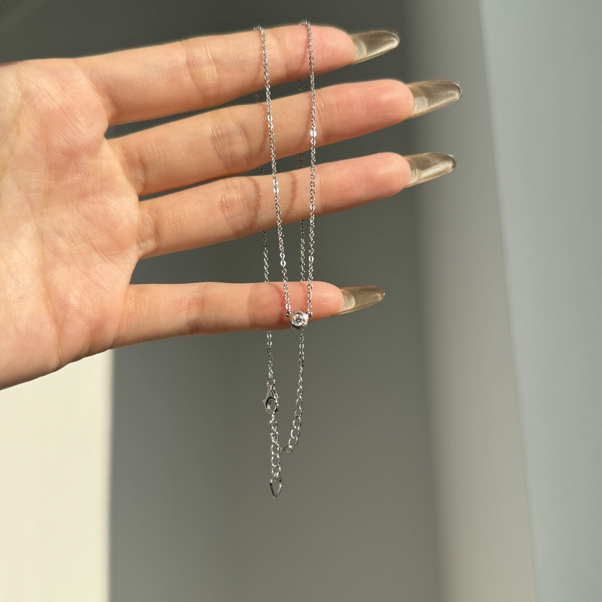 “Leina” Bezel-Set Stud Earrings and Solitaire Necklace