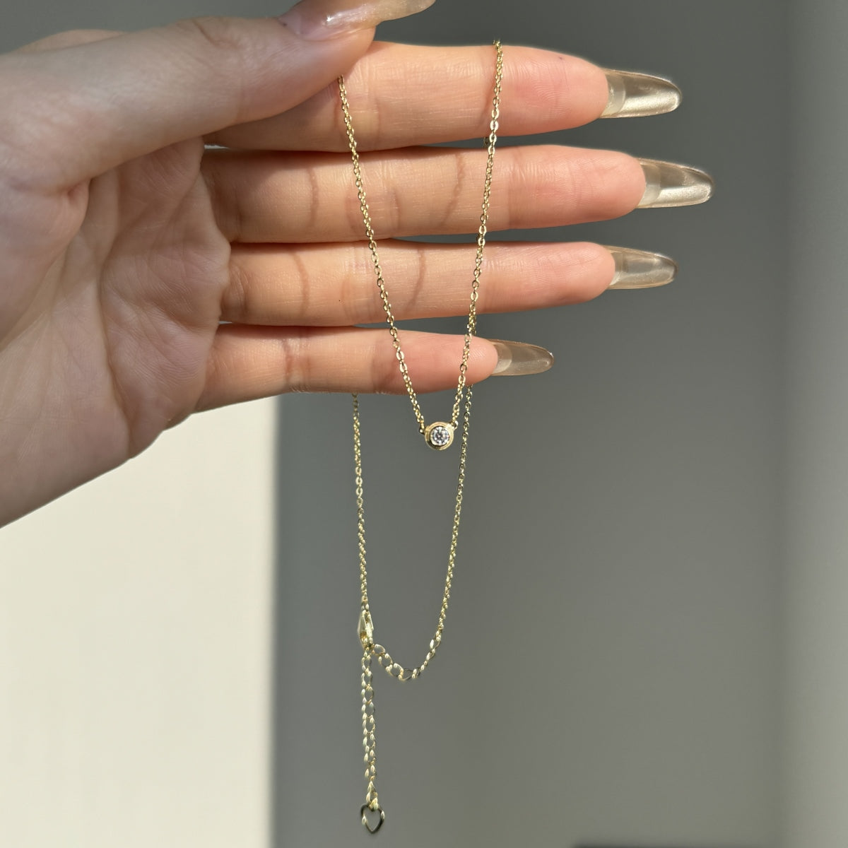 “Leina” Bezel-Set Stud Earrings and Solitaire Necklace