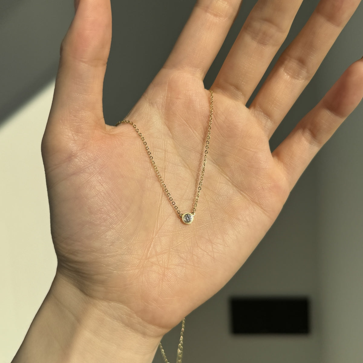 “Leina” Bezel-Set Stud Earrings and Solitaire Necklace