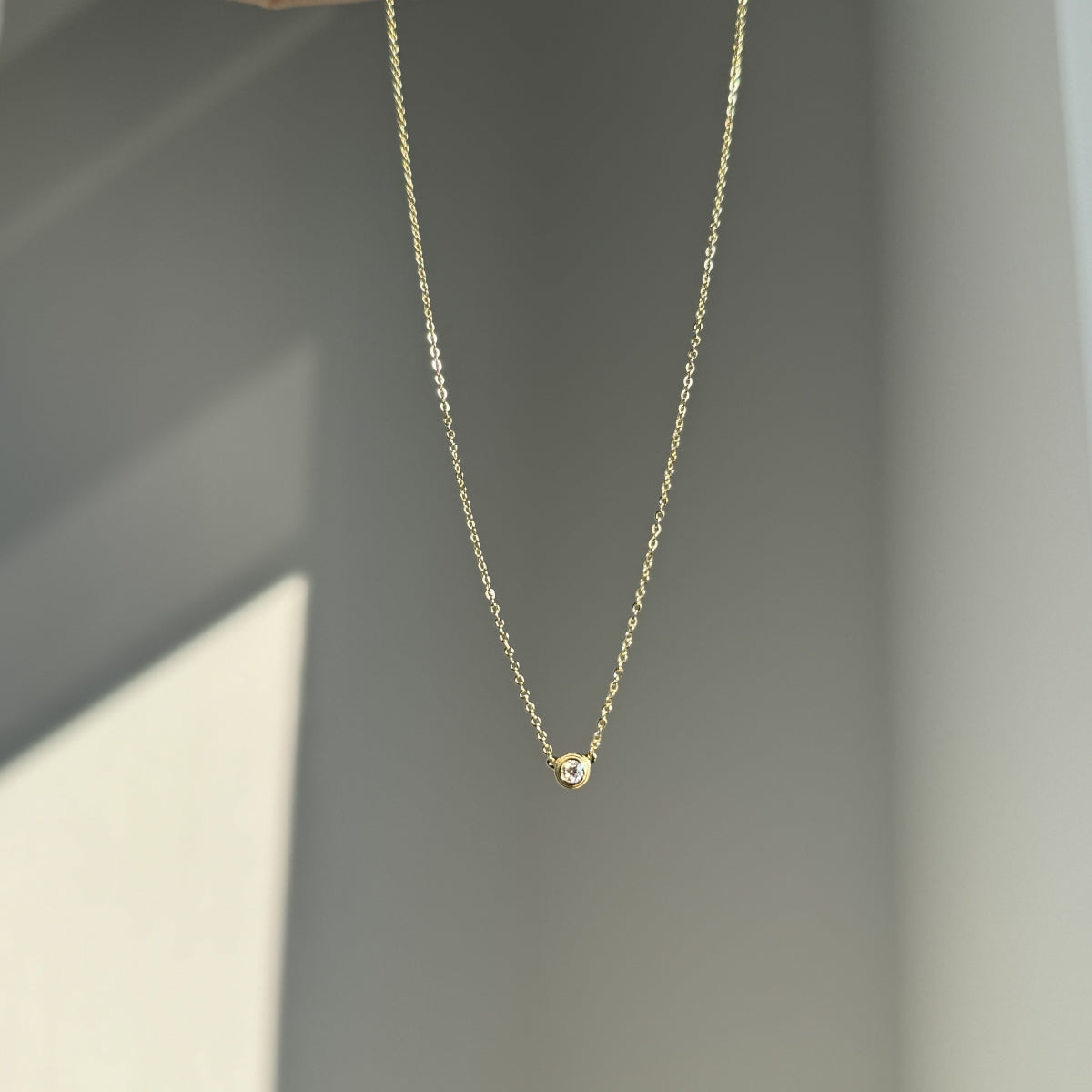 “Leina” Bezel-Set Stud Earrings and Solitaire Necklace