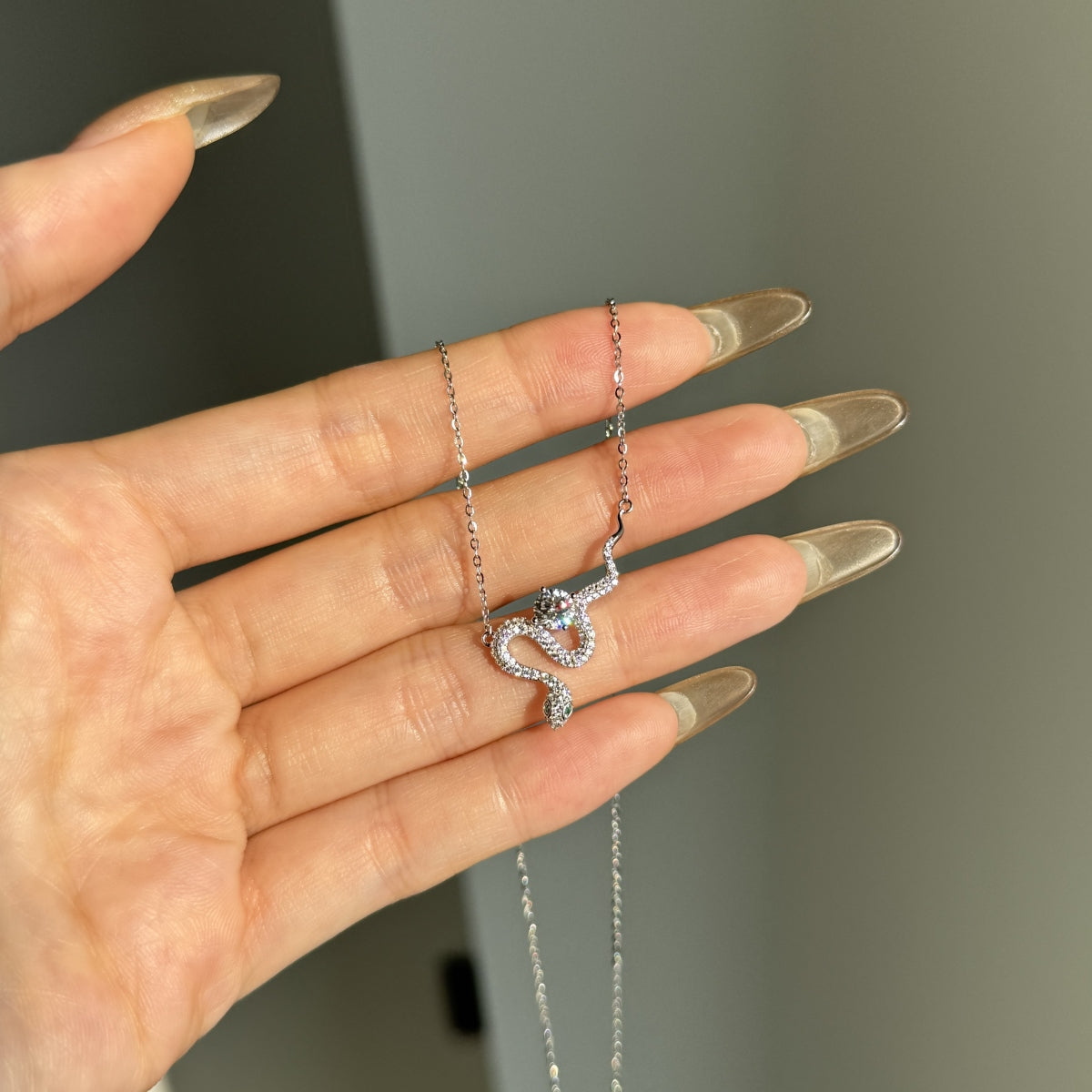 “Serpentina” Moissanite Snake Pendant Necklace