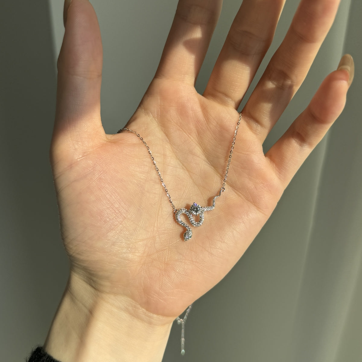 “Serpentina” Moissanite Snake Pendant Necklace