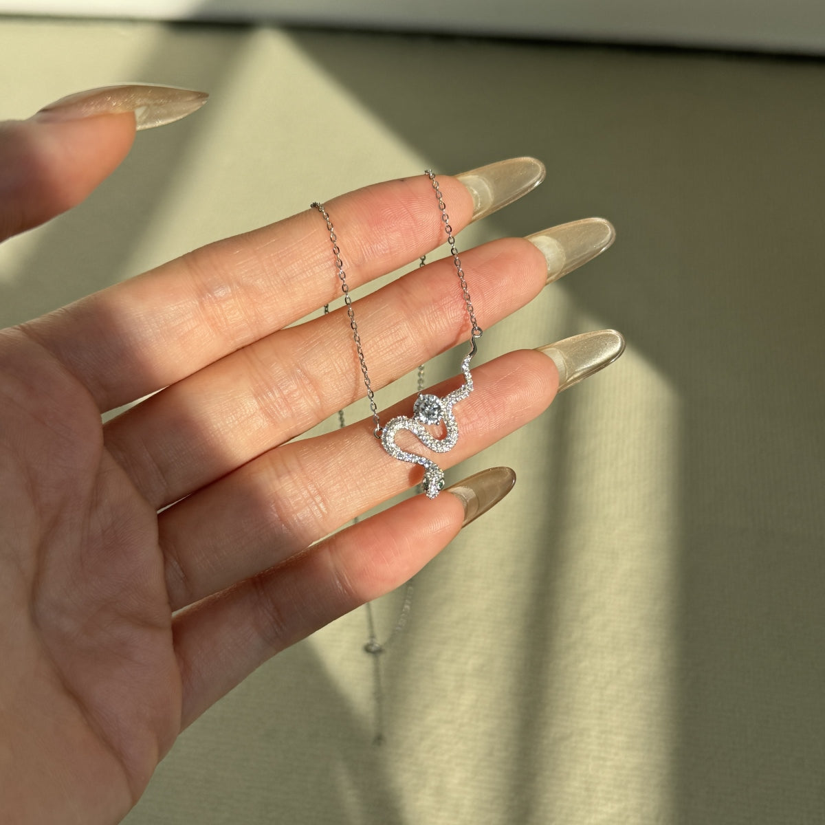 “Serpentina” Moissanite Snake Pendant Necklace