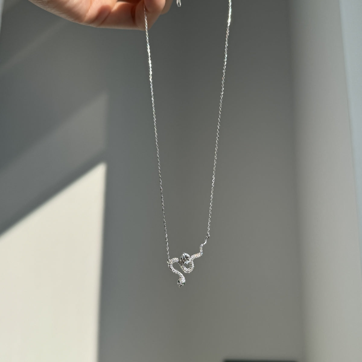 “Serpentina” Moissanite Snake Pendant Necklace