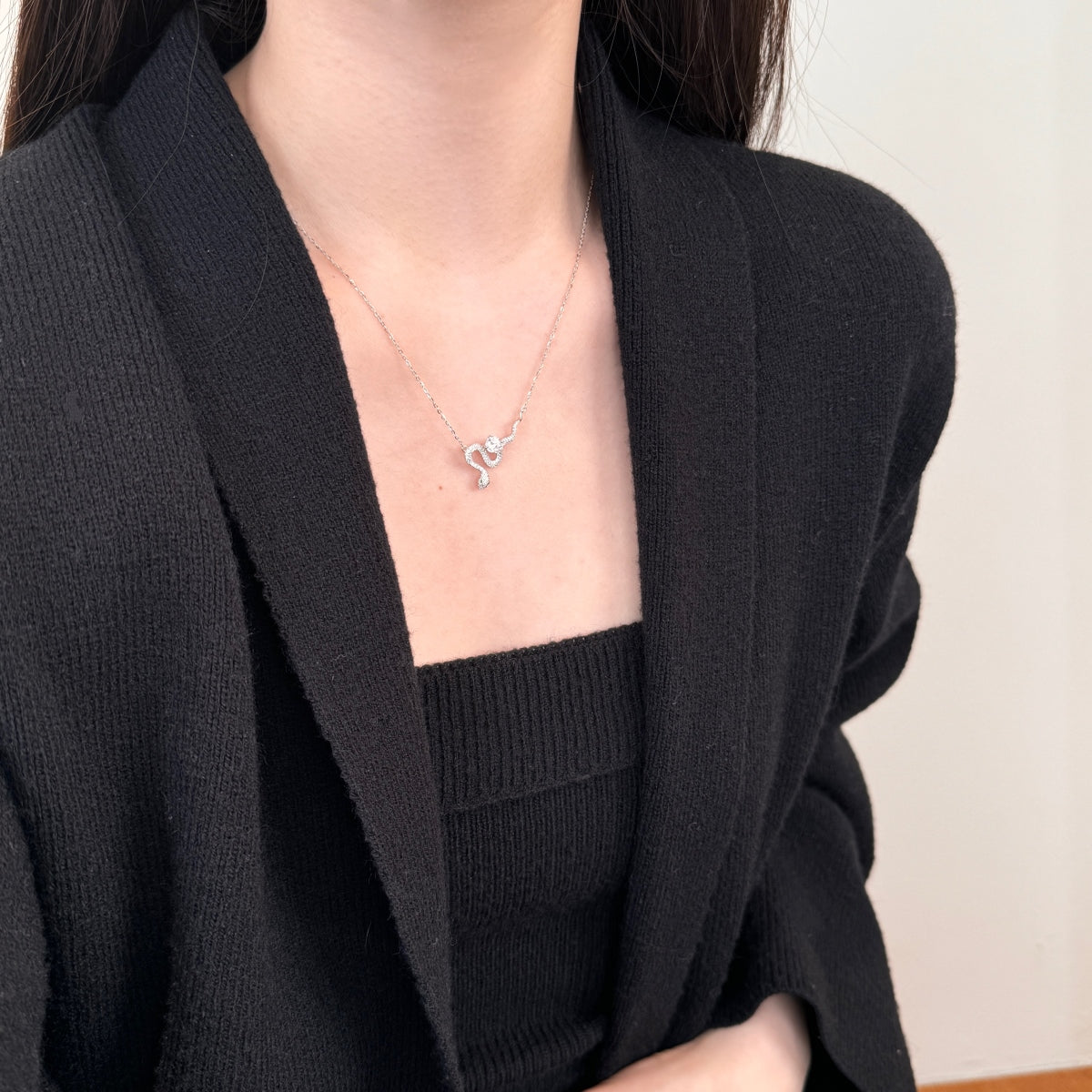 “Serpentina” Moissanite Snake Pendant Necklace