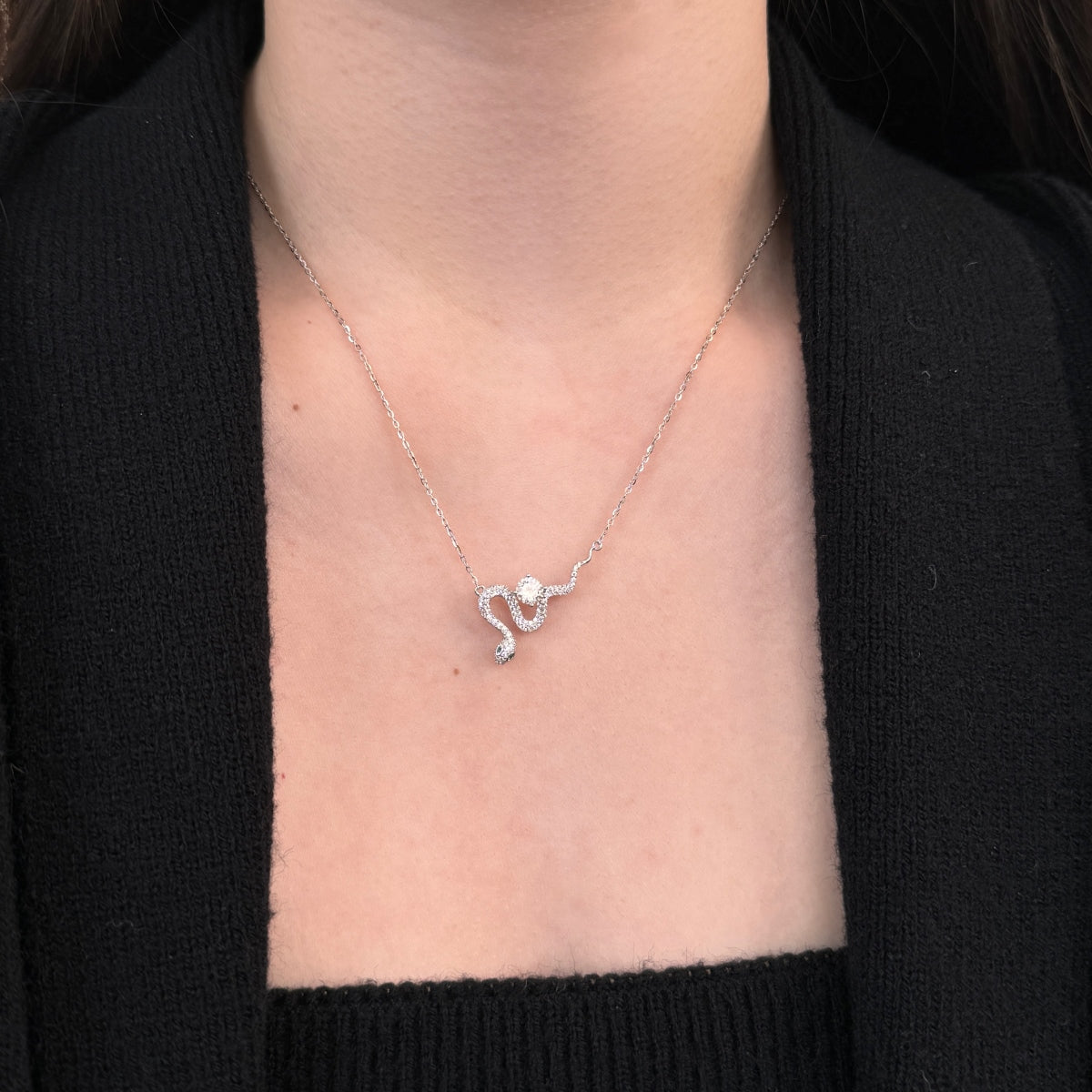 “Serpentina” Moissanite Snake Pendant Necklace