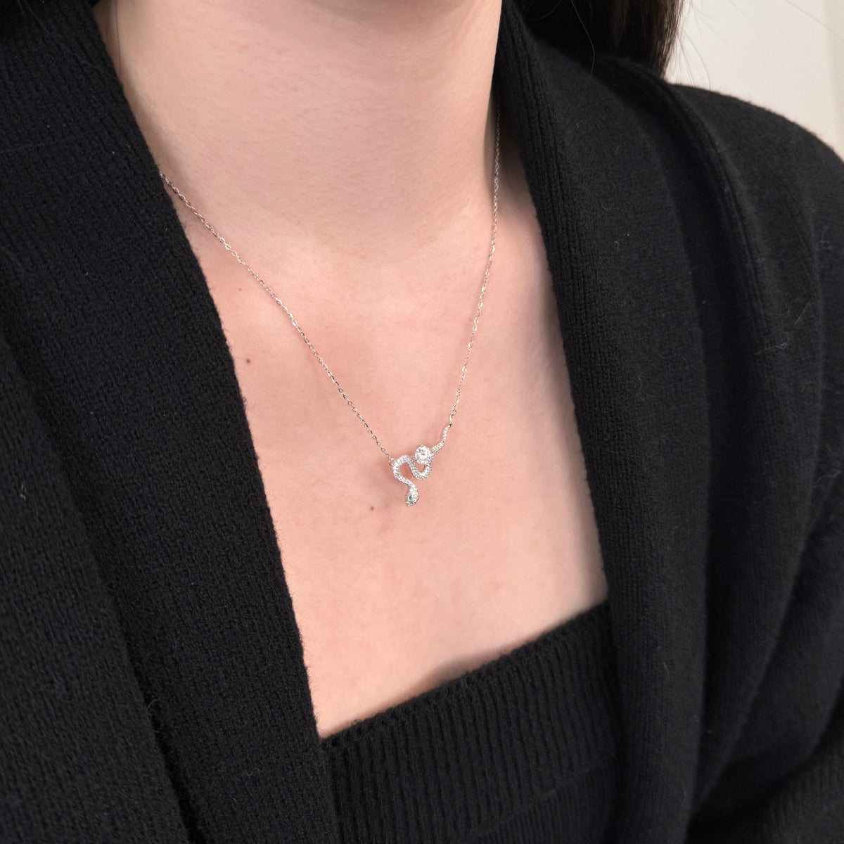 “Serpentina” Moissanite Snake Pendant Necklace
