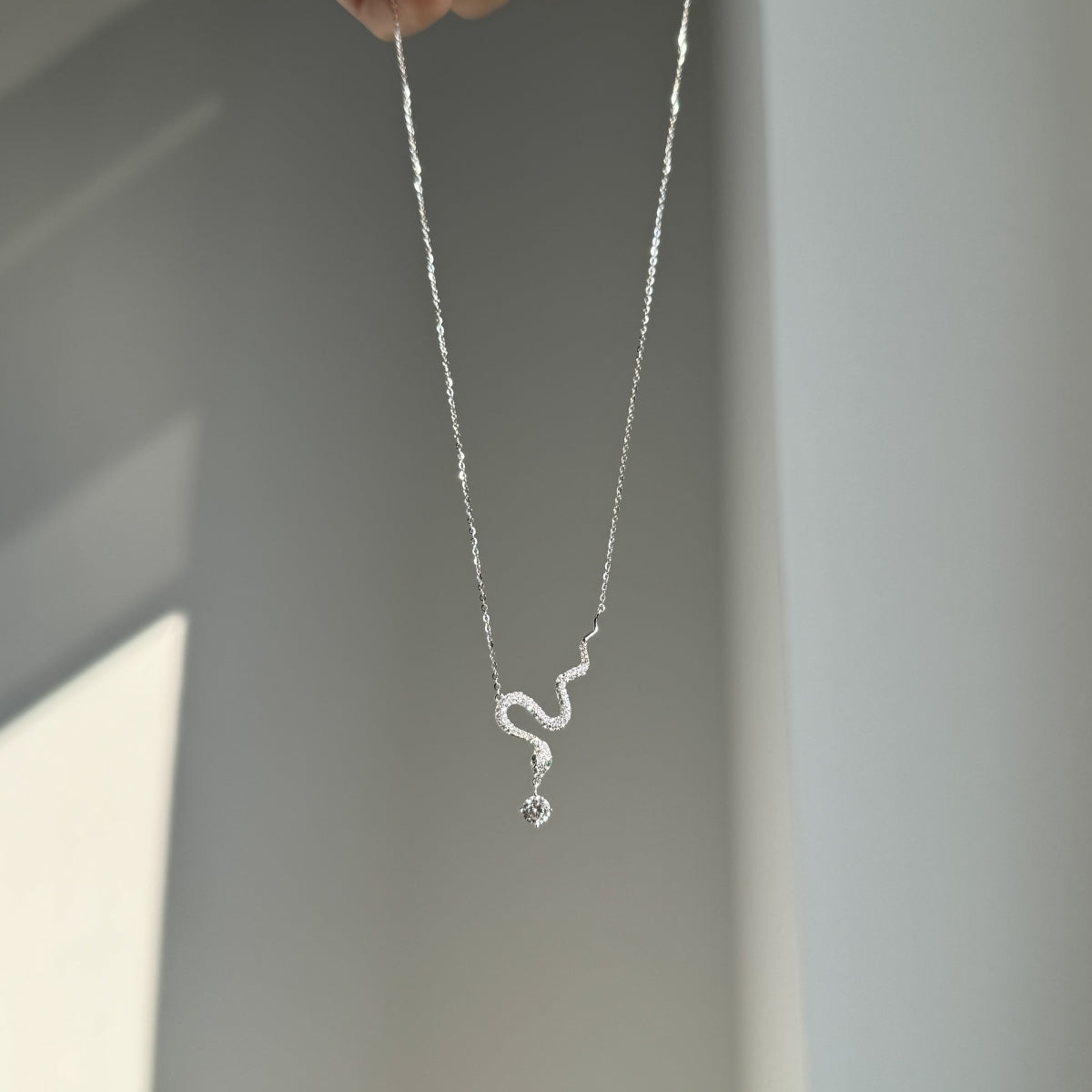 “Serpentina” Moissanite Snake Pendant Necklace