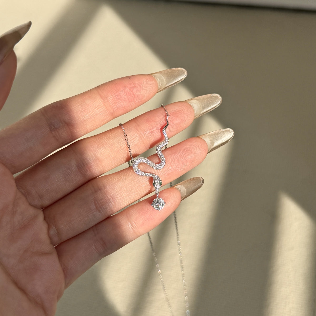 “Serpentina” Moissanite Snake Pendant Necklace