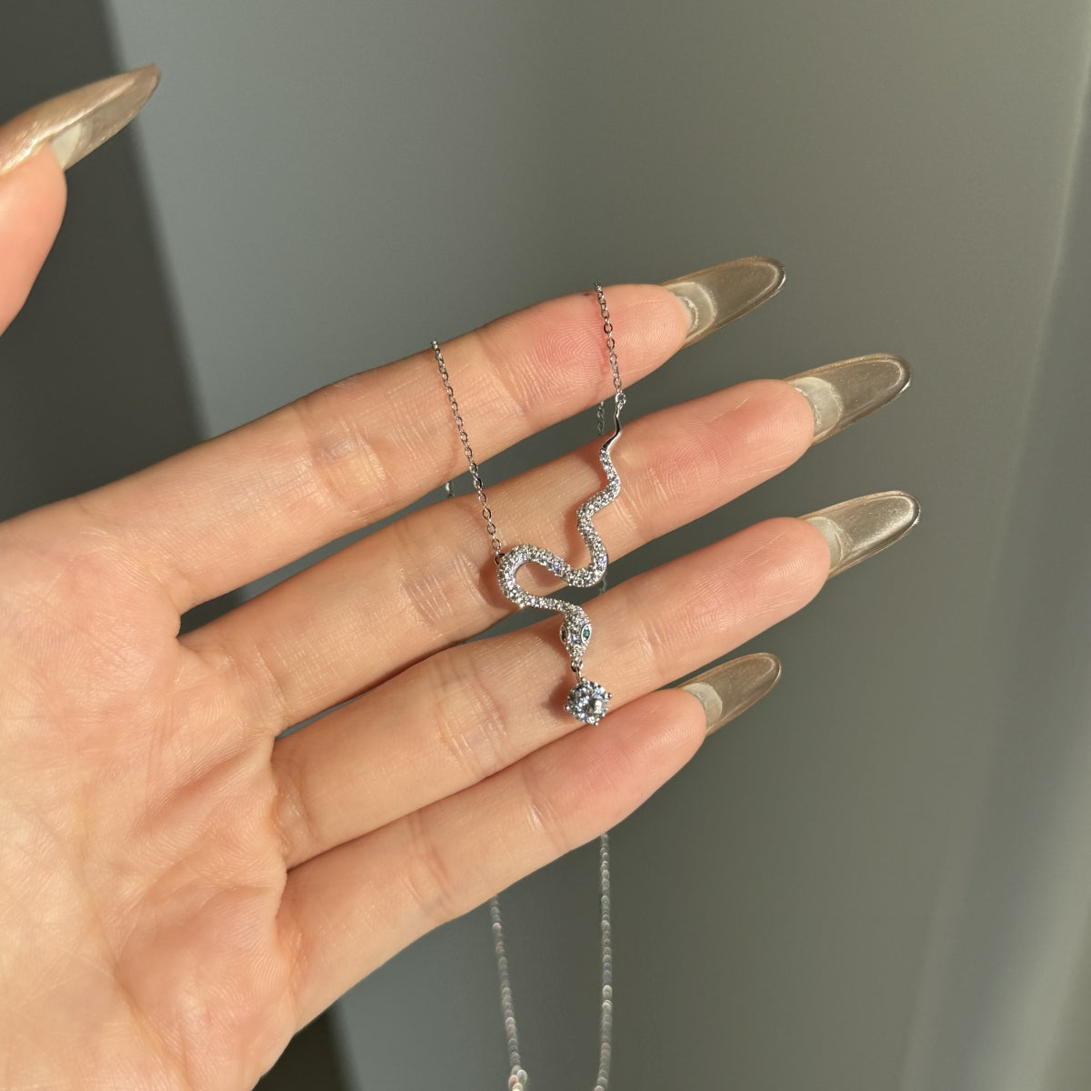 “Serpentina” Moissanite Snake Pendant Necklace