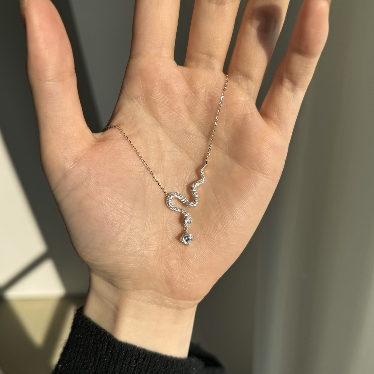 “Serpentina” Moissanite Snake Pendant Necklace