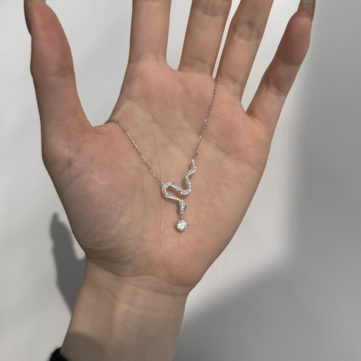 “Serpentina” Moissanite Snake Pendant Necklace