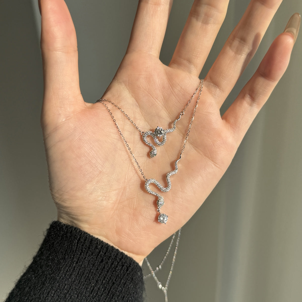“Serpentina” Moissanite Snake Pendant Necklace